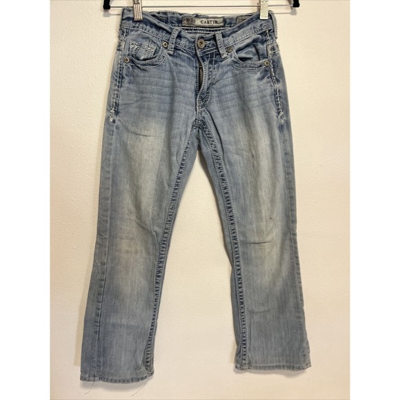 BKE Buckle Carter Straight Leg Blue Denim Jeans 25R Light Wash Boys/Mens - Picture 1 of 4